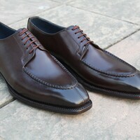 Crafted Leather Dark Brown Leather Handmade Men Oxford Dress Shoes - Thumbnail 1