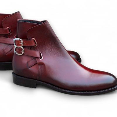 Crafted leather burgundy patina leather jodhpur boots - Thumbnail 1