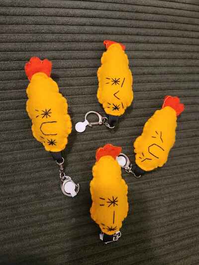Felt Shrimp tempura keychain