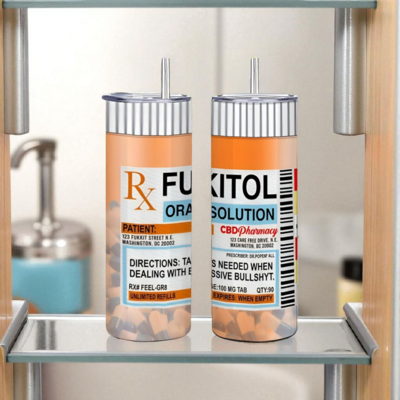 Rx Fukitol Solution Deal With Bullsh*t Rude Gag Gift Skinny Tumbler | Free Ship