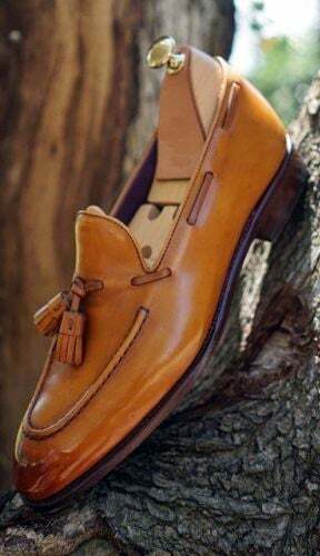 Hot Sale Men's Handmade Brown Tassels Loafer Leather Formal Shoes