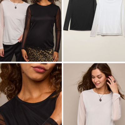 2-pack sheer-sleeve top - Thumbnail 5