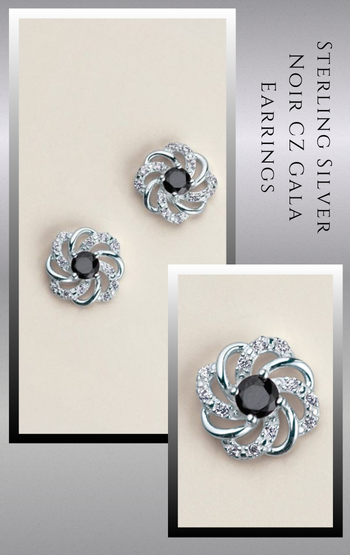 Sterling Silver Noir CZ Gala Earrings