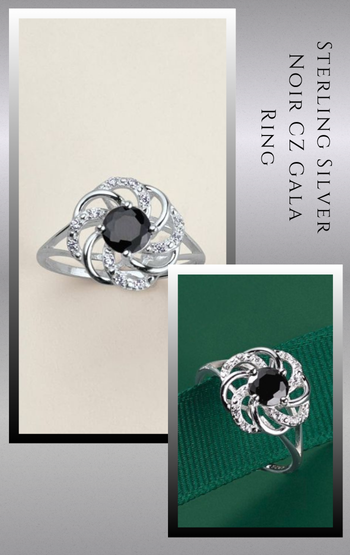 Sterling Silver Noir CZ Gala Ring