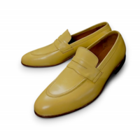 Crafted Leather Yellow Moccasin Loafer Slip on Dress Shoes  - Thumbnail 1