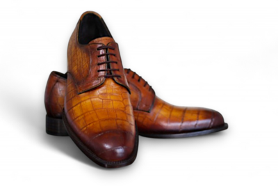 Crafted Leather Classic Brown Crocodile Leather Lace up Dress Shoes