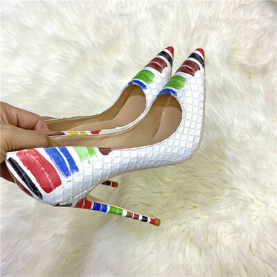 New snakeskin pattern color matching high heels