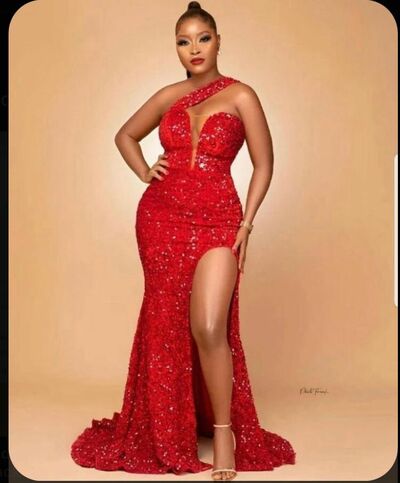 Red Mermaid Beading Crystals African Girls Prom Dress Evening Formal Gown Birthday Party Dress