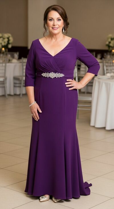 Elegant Plus Size Purple Mother Of Bride /Groom Dresses Evening Formal Gown