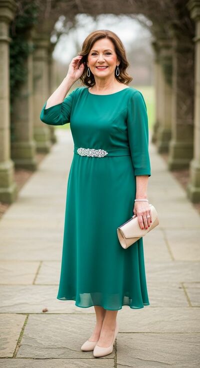 Elegant Green A Line Mother Of Bride /Groom Dresses Evening Formal Gown