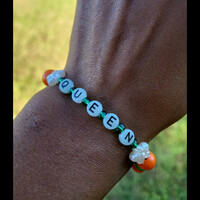 FAMU QUEEN 👑🧡💚 GLOW IN THE DARK ALPHABET BRACELET🐍🐍🧡💚 READY-MADE🎨⏳️ By Nubian Collection Artwear 👑 - Thumbnail 1