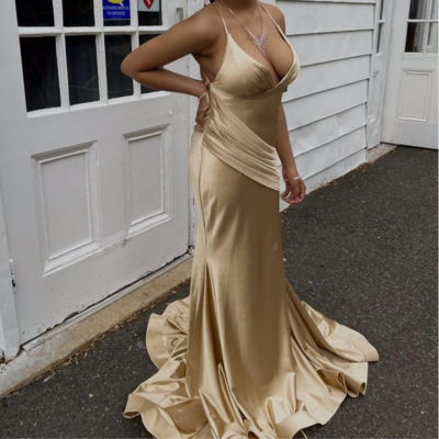 Gold prom dresses mermaid long length - Thumbnail 1