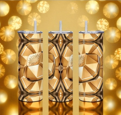 Gold Diamond Gemstone Insulated Skinny Tumbler | Luxury Lady Fabulous Bling Crystal Travel Mug | Glamorous Gift