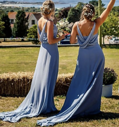 Dusty Blue Bridesmaid Dresses Spaghetti Straps