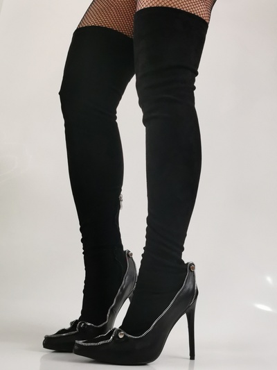 Over The Knee Fashion Black Women Spring Autume Party Dress Sexy Female Long Boots