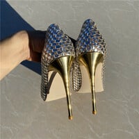 New gold braided high heels 12CM - Thumbnail 4