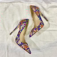 Women's 12CM satin floral high heels - Thumbnail 1