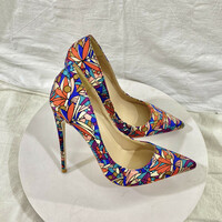 Women's 12CM satin floral high heels - Thumbnail 6