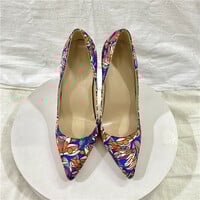 Women's 12CM satin floral high heels - Thumbnail 5