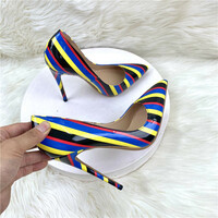 Colorful striped high heels 12CM - Thumbnail 2