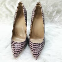 12cm snake print pu high heels women's stilettos - Thumbnail 2