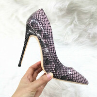 12cm snake print pu high heels women's stilettos - Thumbnail 4
