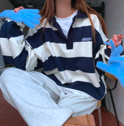 STRIPED POLO SWEATER