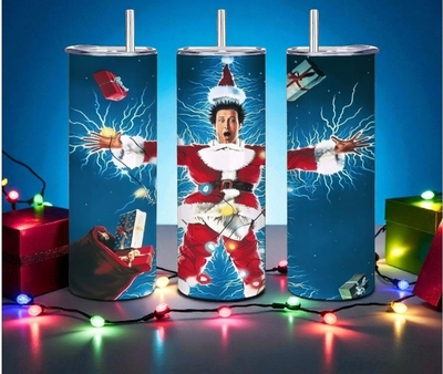 Clark Griswold Lights Up Christmas Tumbler - National Lampoon's Shocked Santa 20 oz