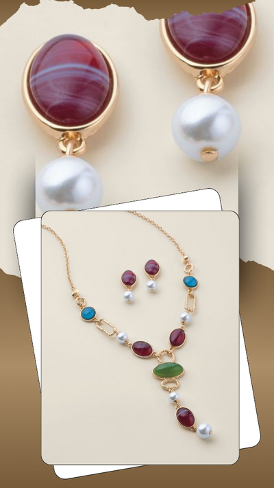 Classic Jewel Drop Necklace and Earring Set - FINAL SALE