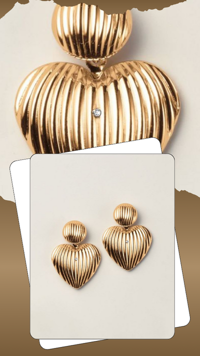 Rippled Heart Statement Earrings - FINAL SALE