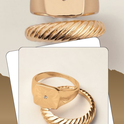 Goldtone signet ring set - final sale - Thumbnail 1