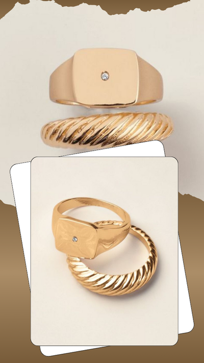Goldtone Signet Ring Set - FINAL SALE
