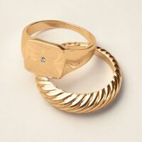 Goldtone Signet Ring Set - FINAL SALE - Thumbnail 2