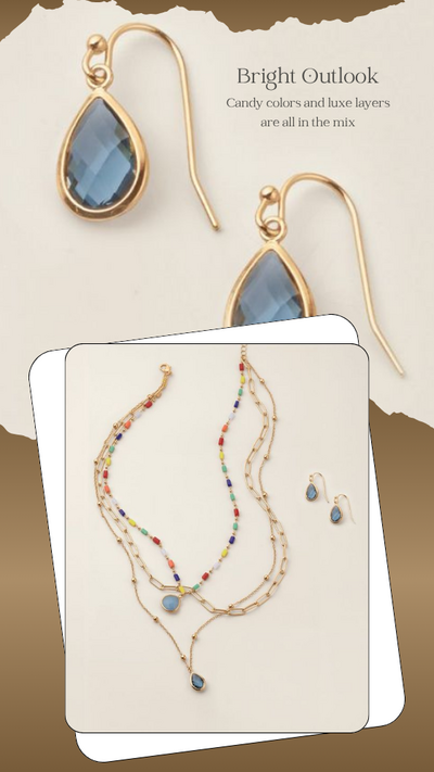 Color Cascade Layered Necklace and Earring Set - FINAL SALE