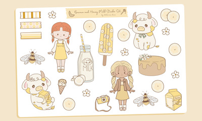 Banana and Honey Milk Sticker Sheet