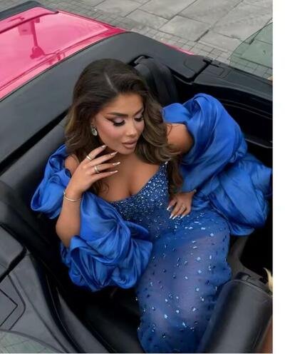 Customized Sapphire Blue Mermaid Illusion Prom Dress Rhinestones Strapless Vestidos De Noche Floor-Length Formal Evening