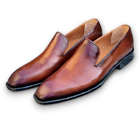 Crafted Leather Brown Moccasin Loafer Slip on Dress Shoes  - Thumbnail 1