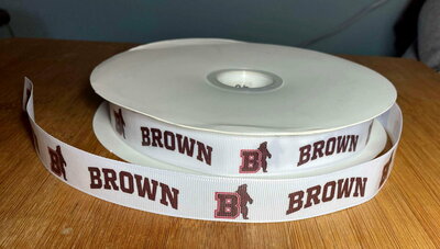 7/8" Brown University Inspired Custom Printed Grosgrain Ribbon