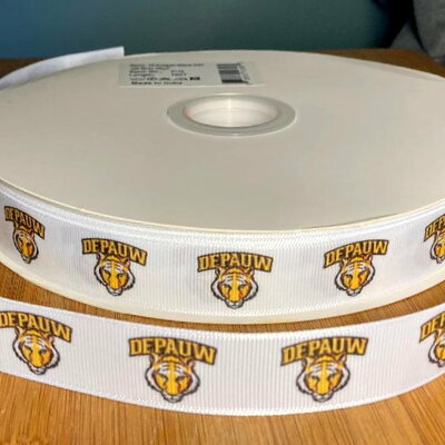 7/8" depauw university inspired custom printed grosgrain ribbon - Thumbnail 3