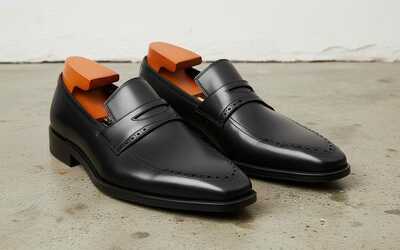 Black Oxford Touch Simply Design Formal Wear Loafers Moccasin Dress Shoes For Men's