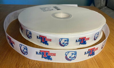 7/8" Louisiana Tech Inspired Custom Printed Grosgrain Ribbon