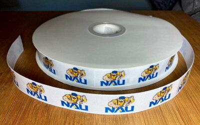 7/8" Northern Arizona University Inspired Custom Printed Grosgrain Ribbon