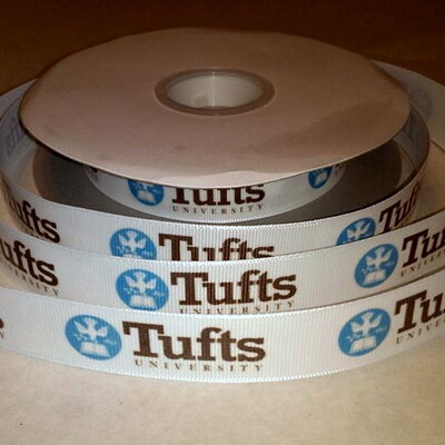 7/8" tuft's university inspired custom printed grosgrain ribbon - Thumbnail 2
