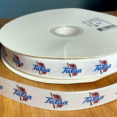 7/8" tulsa university inspired custom printed grosgrain ribbon - Thumbnail 1