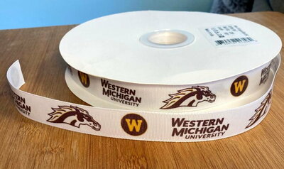 7/8" Western Michigan University Inspired Custom Printed Grosgrain Ribbon