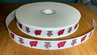 7/8" Wisconsin University Inspired Custom Printed Grosgrain Ribbon