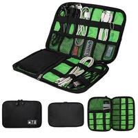 Portable Electronic Accessories Travel Case β Large Nylon Cable Organizer Bag for Cords, Hard Drives, Tablets & Tech Gear (Blue/Black/Green) - Thumbnail 6