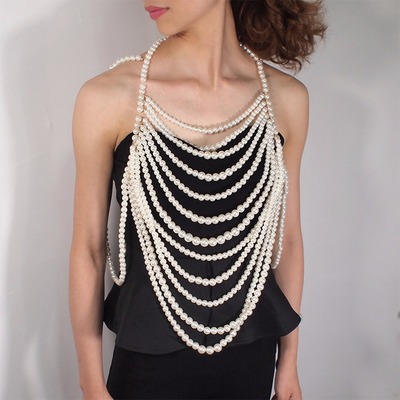 Banquet Dress Beaded Necklace – Elegant Fashion Sweater Chain for Women | Plastic & Resin Bead Statement Accessory