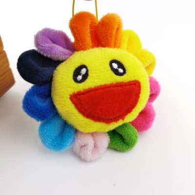 Sunflower Plush Pendant β Cute Grab Machine Flower Keychain Accessory | Soft Short Plush Bag Charm Toy (9cm)