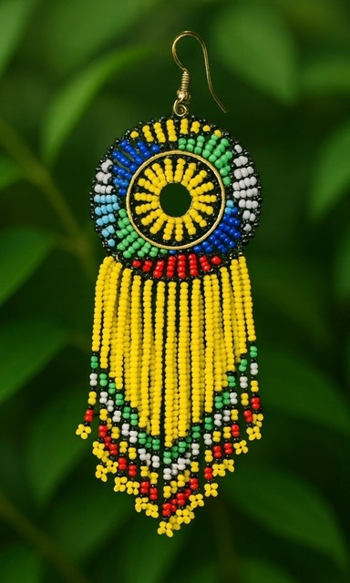 Sunburst Harmony Beaded Earrings (yellow)